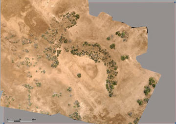 Figure 8: Kom ed-Dahab, Roman theatre captured by Kite. Marourad, G. From Space to Ground, Aerial Images and Geomagentic Survey at Kom ed-Dahab (Menzaleh Lake, Egyptian Eastern Delta, fig 3, p. 20).