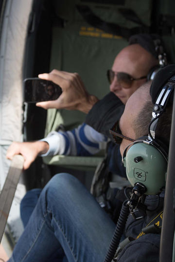 Andrea taking a selfie in the helicopter 22nd October 2018. © APAAME