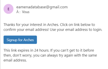 arches ea v4 auth confirm email sent